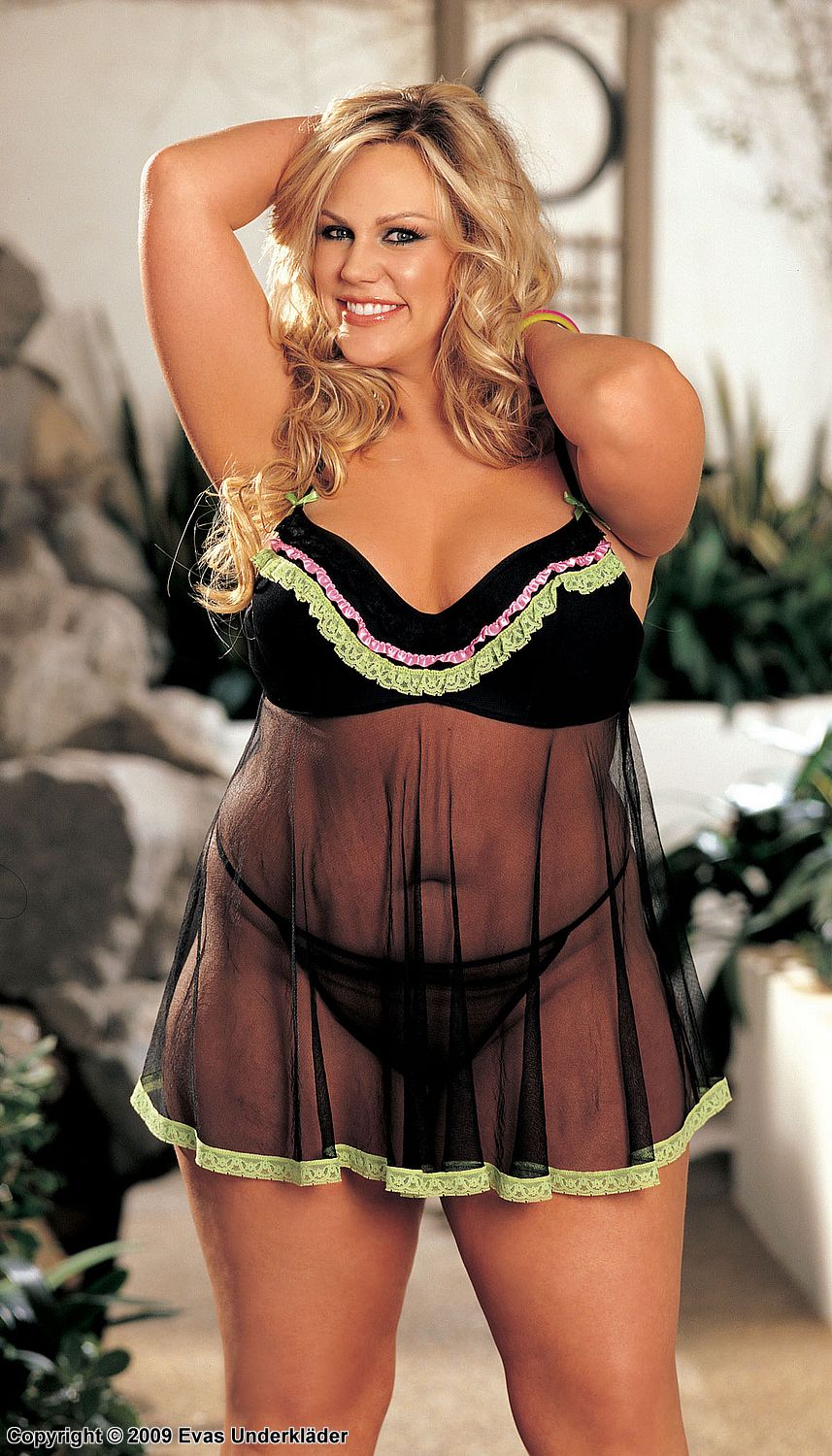 Babydoll with bright ribbons, plus size